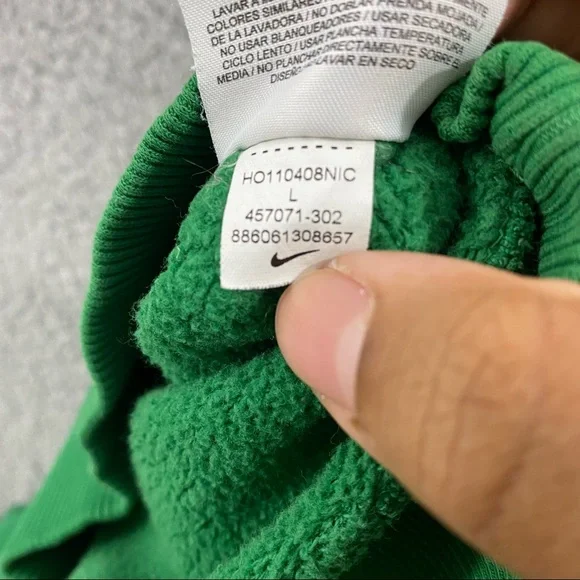 Nike Sweater Adult L Pullover Green Swoosh Spell Out Hoodie Sweatshirt Mens - Picture 11 of 13